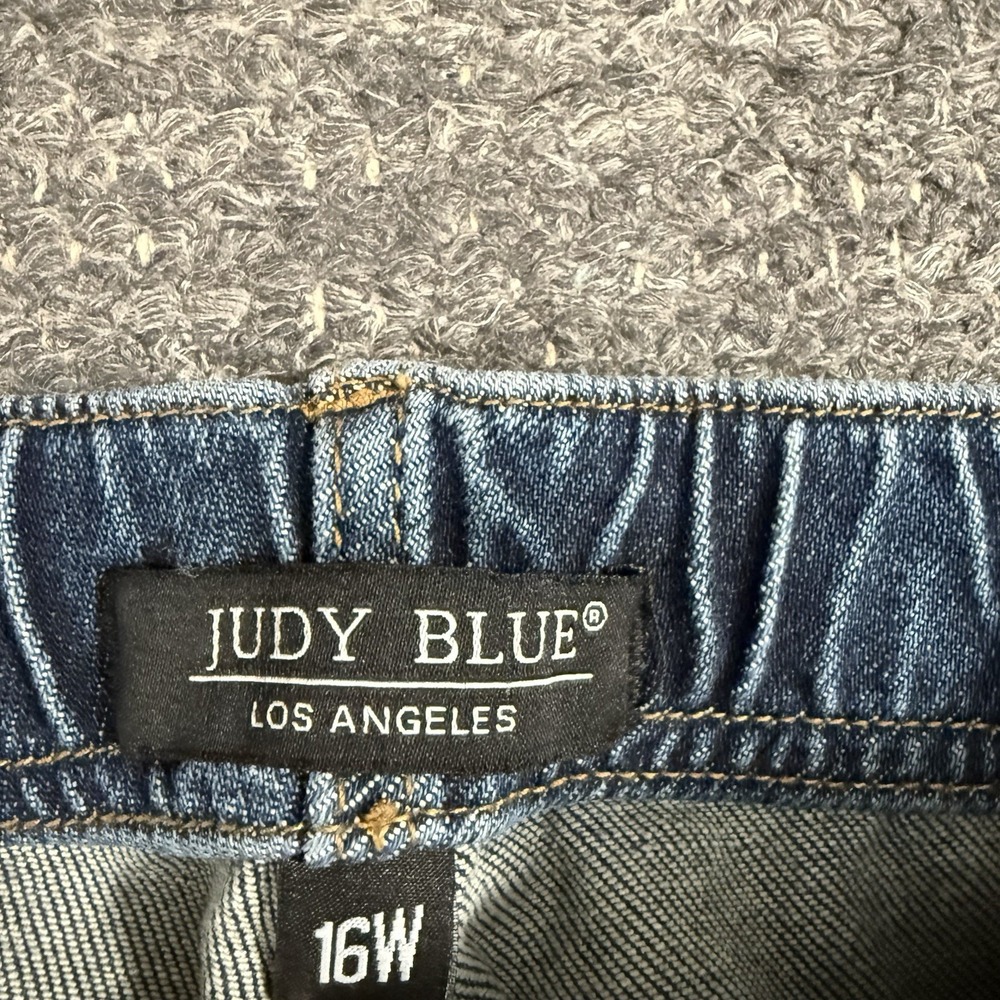 Judy Blue Jeans 16W Blue High Waist Wide Leg DrawstringCarpenter Beach Nautical - Picture 7 of 11